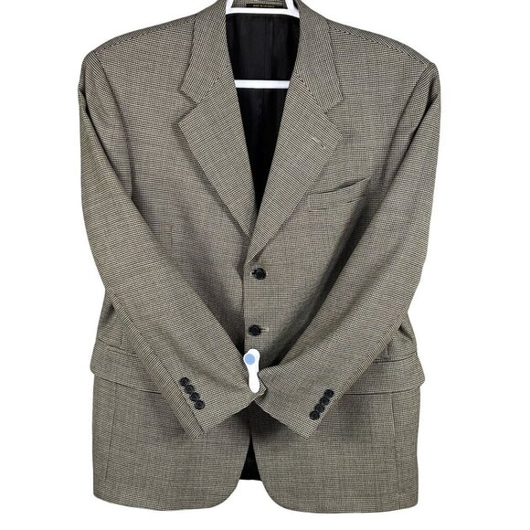 Gianfranco Ruffin Italy Mens 44R Wool Olive Green Houndstooth Blazer Timeless - Picture 4 of 15